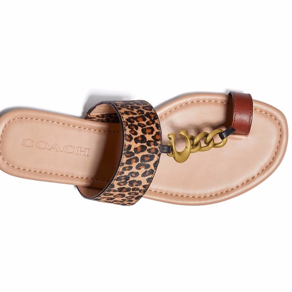 COACH Women's Jaimee Toe Loop Chain Flat Sandal - Picture 2 of 5